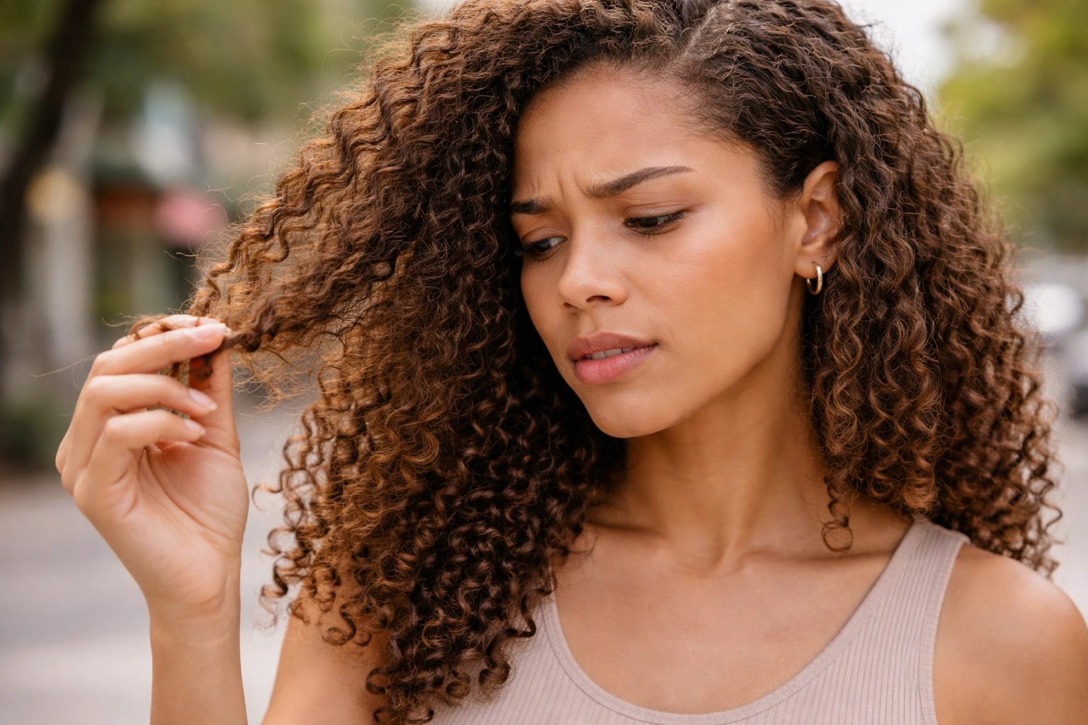 cabelo cacheado ressecado